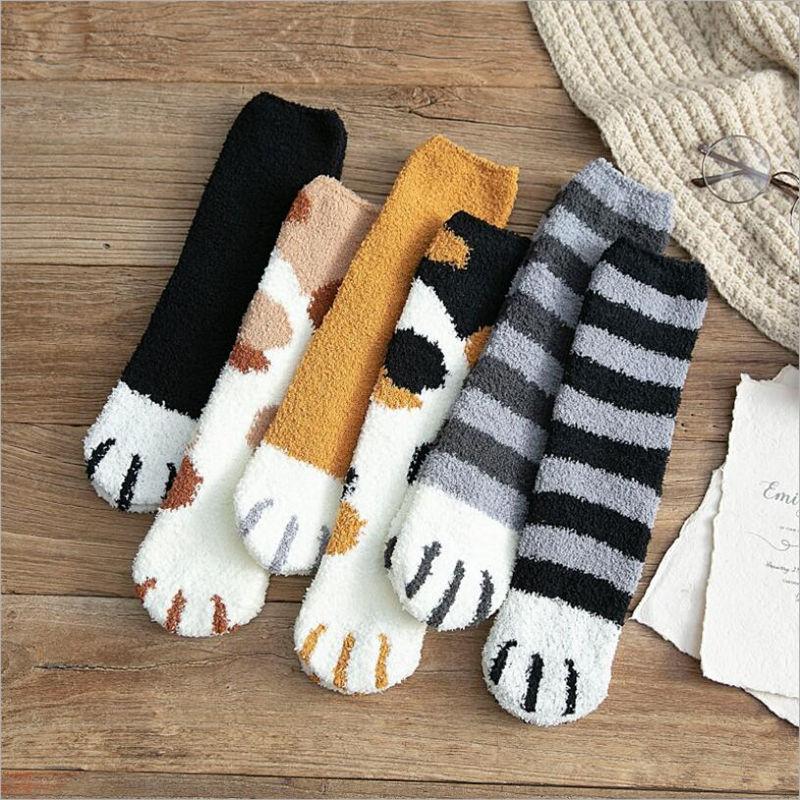 Cozy Fuzzy Cat Slippers Socks