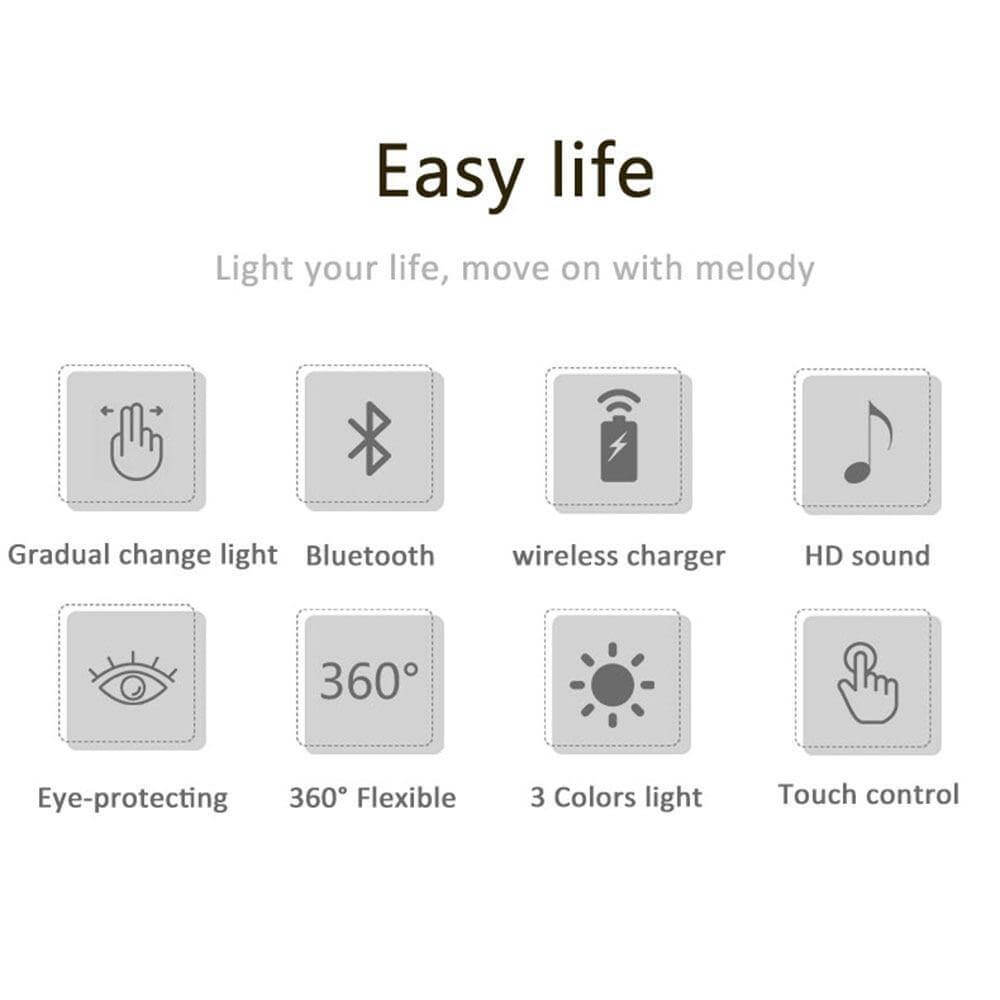Wireless Charging LED Desk Lamp with Bluetooth Speaker