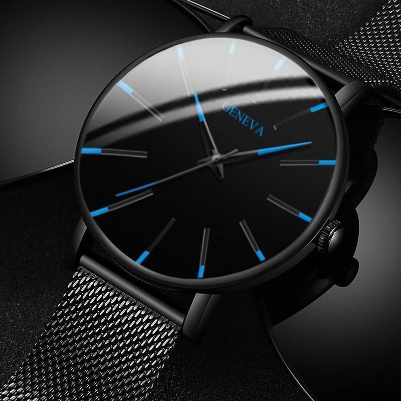 Slim Men's Leather Strap Watch