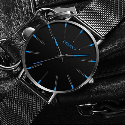 Slim Men's Leather Strap Watch