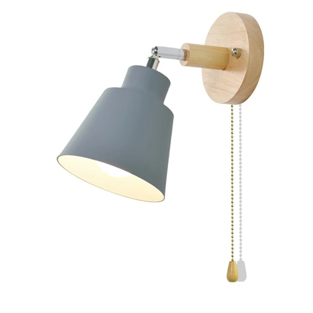 Adjustable Swing Arm Wall Lamp with Pull Cord Switch
