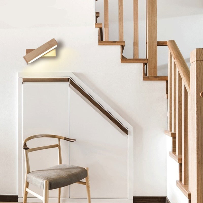 Contemporary Wooden Swing Arm Wall Light
