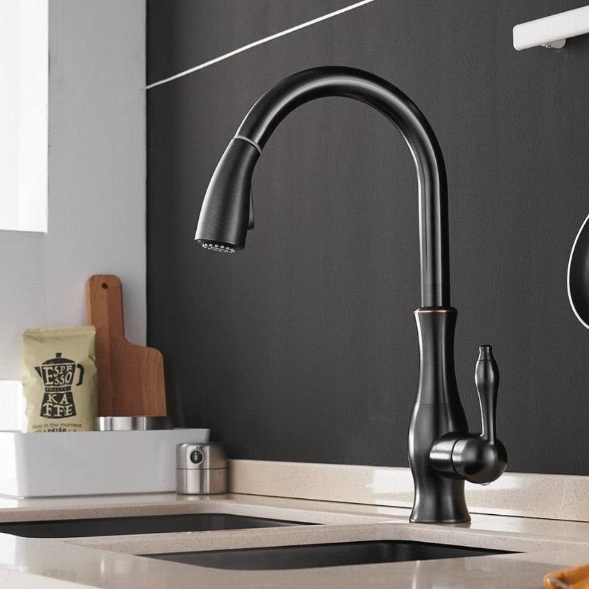 Contemporary Pull-Out Kitchen Faucet - 360° Spin Stainless Steel