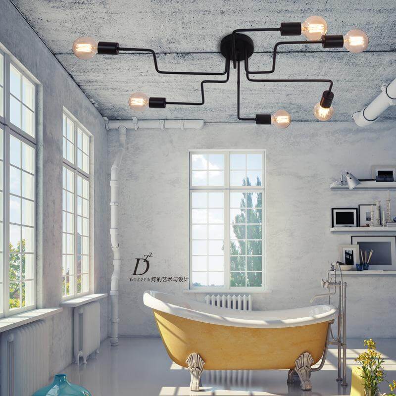 Contemporary Iron Crystal Chandelier