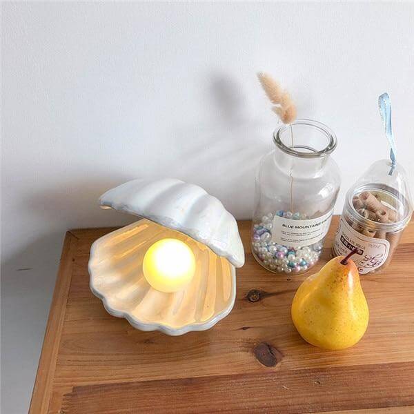 Compact White Shell Table Lamp - Cofik