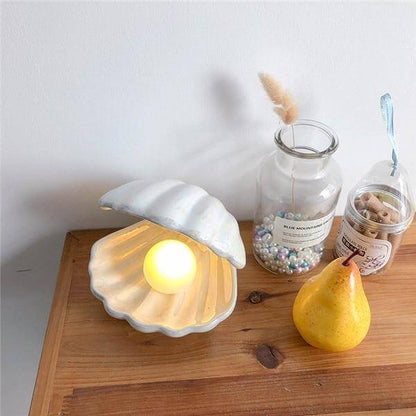 Compact White Shell Table Lamp - Cofik