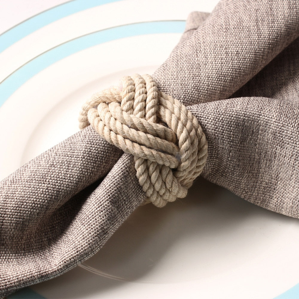Woven Natural Fiber Napkin Rings - Set of 10