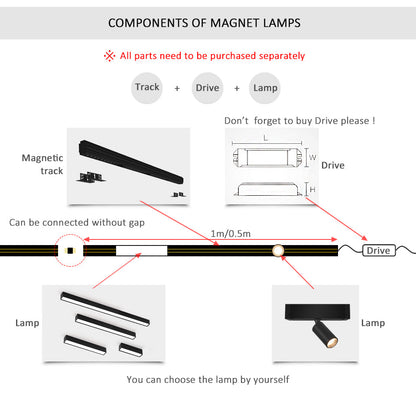 Slim Black LED Magnetic Strip Lighting System