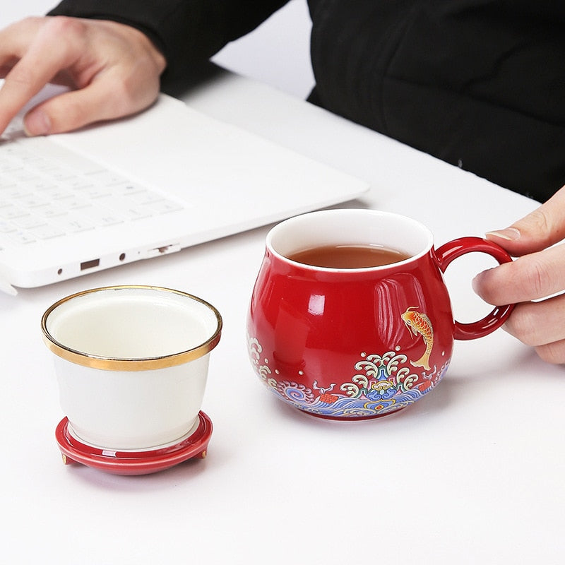Traditional Asian Ceramic Tea Strainer Cups