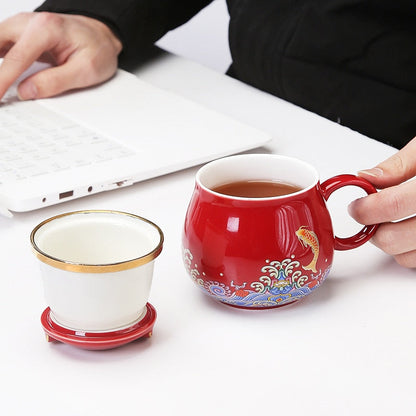 Traditional Asian Ceramic Tea Strainer Cups
