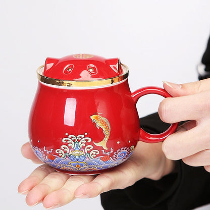Traditional Asian Ceramic Tea Strainer Cups