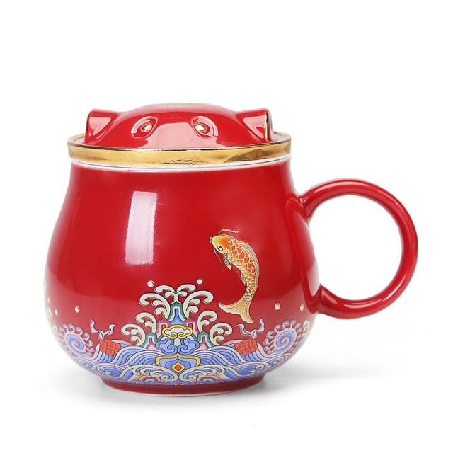 Traditional Asian Ceramic Tea Strainer Cups