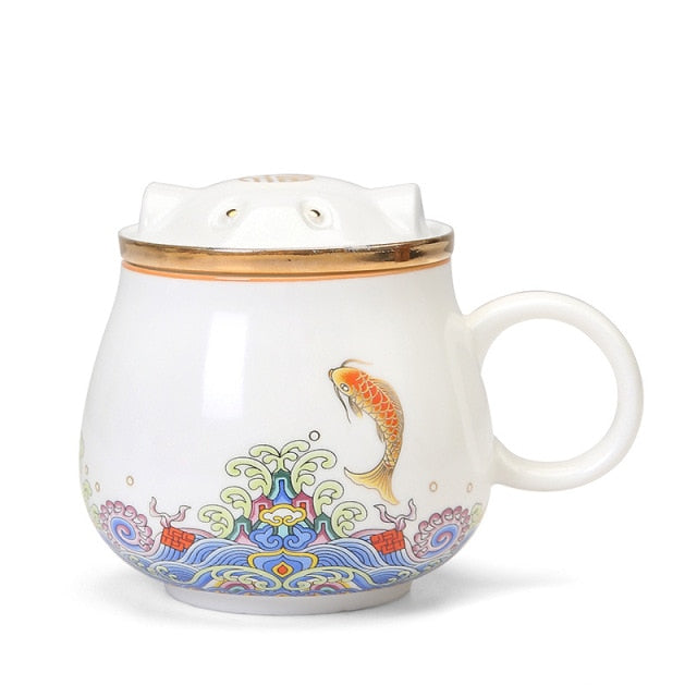 Traditional Asian Ceramic Tea Strainer Cups