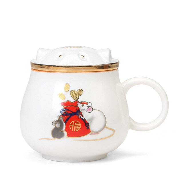 Traditional Asian Ceramic Tea Strainer Cups