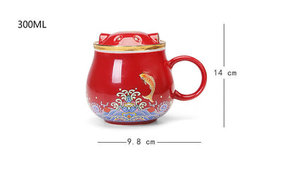 Traditional Asian Ceramic Tea Strainer Cups