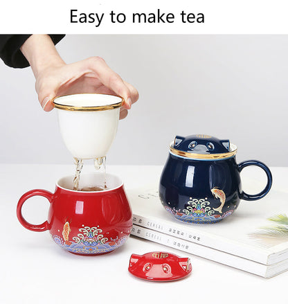 Traditional Asian Ceramic Tea Strainer Cups