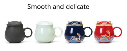 Traditional Asian Ceramic Tea Strainer Cups