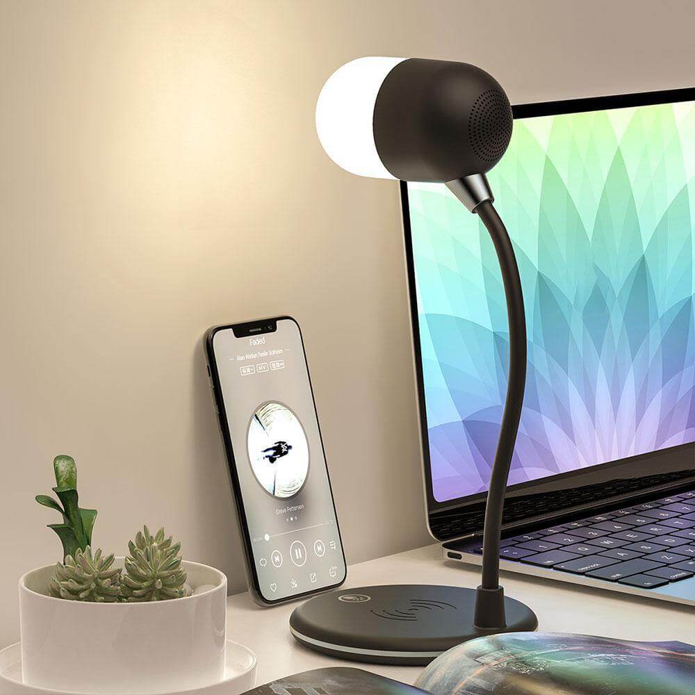 Wireless Charging LED Desk Lamp with Bluetooth Speaker