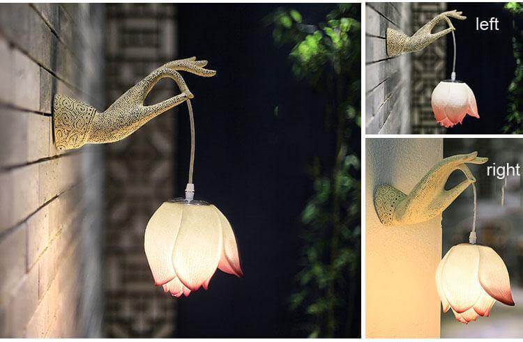 Elegant Asian Style Lotus Wall Light