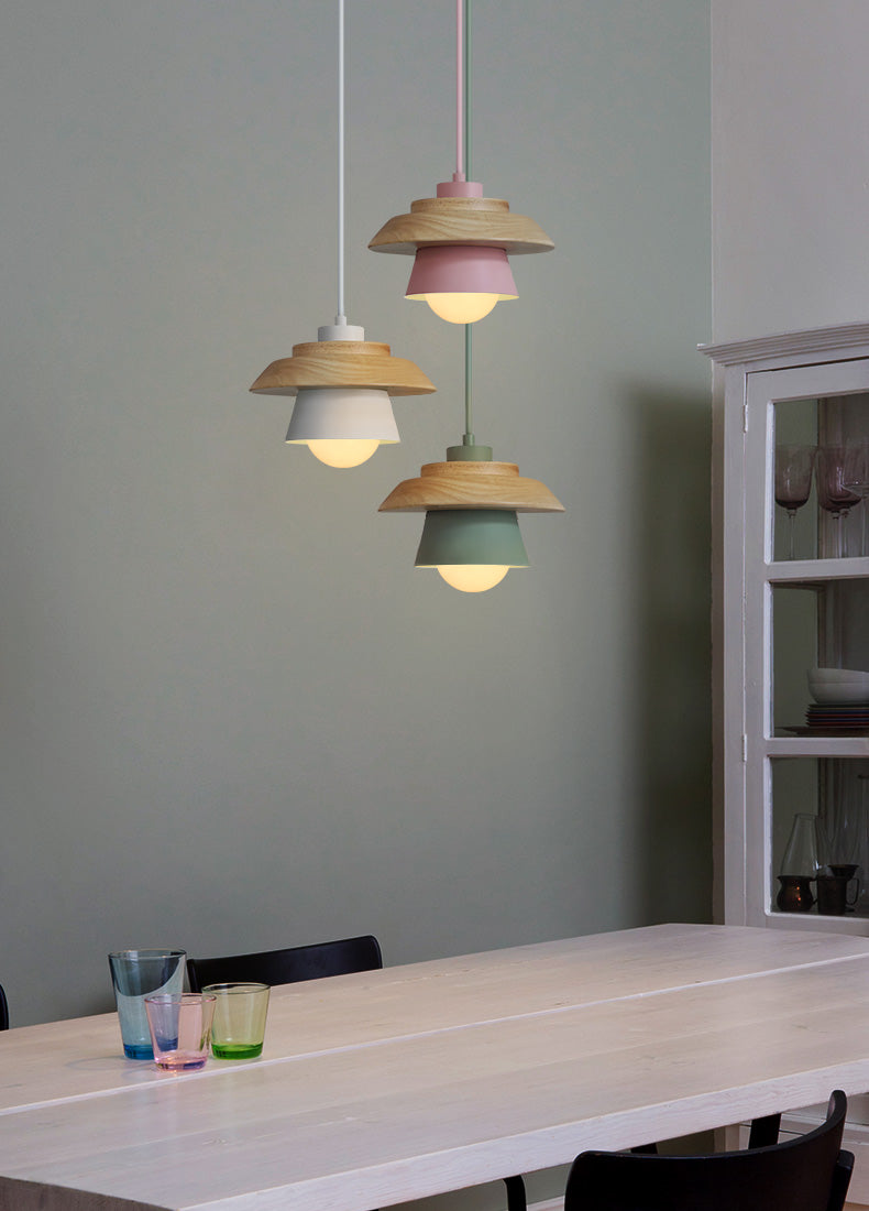 Natural Wood Drop Pendant Light
