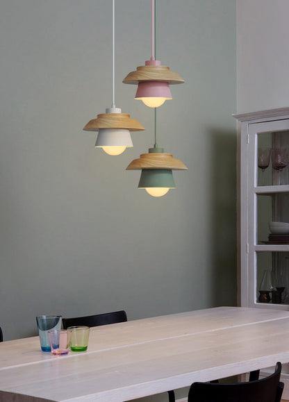 Natural Wood Drop Pendant Light