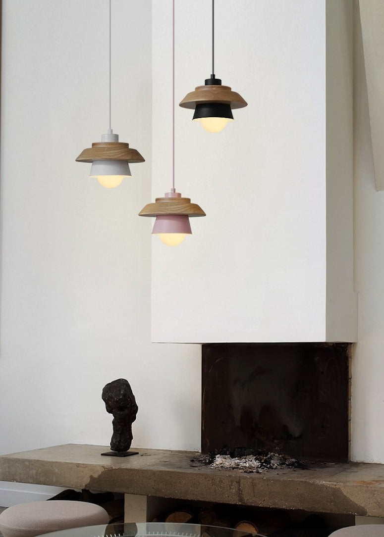 Natural Wood Drop Pendant Light