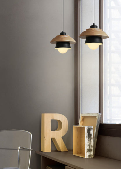 Natural Wood Drop Pendant Light