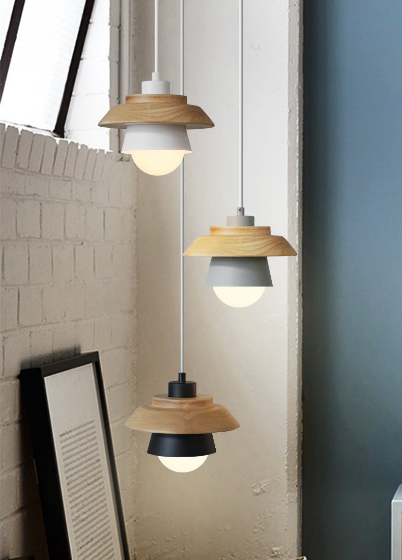 Natural Wood Drop Pendant Light