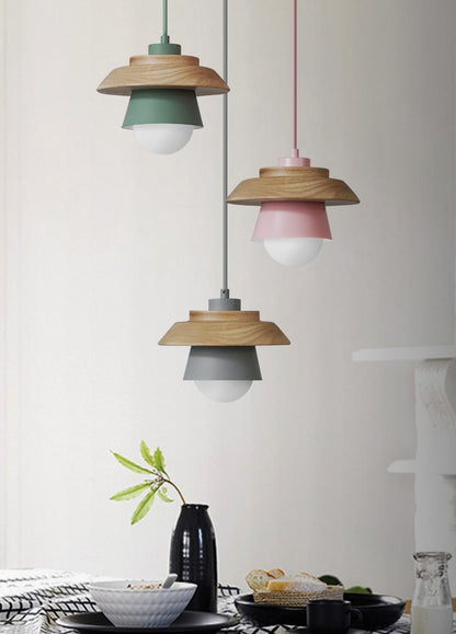 Natural Wood Drop Pendant Light