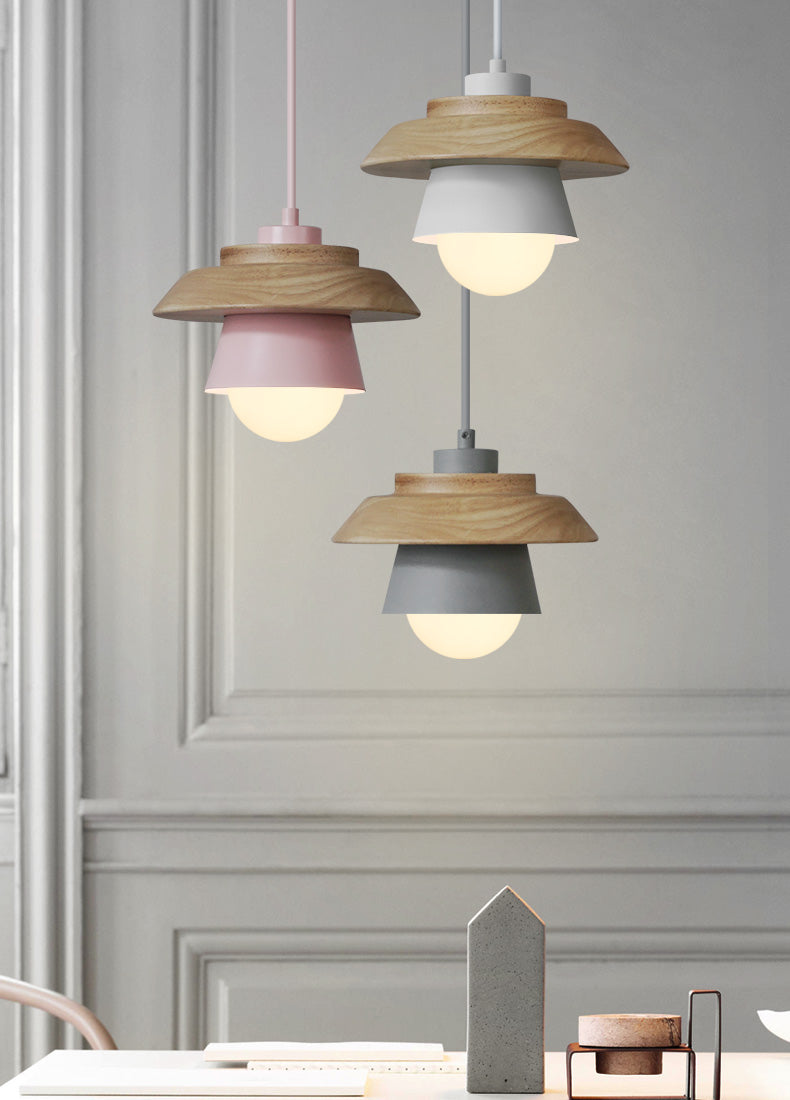 Natural Wood Drop Pendant Light