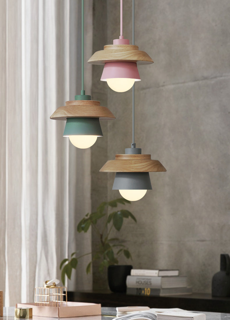 Natural Wood Drop Pendant Light