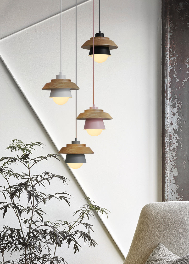 Natural Wood Drop Pendant Light