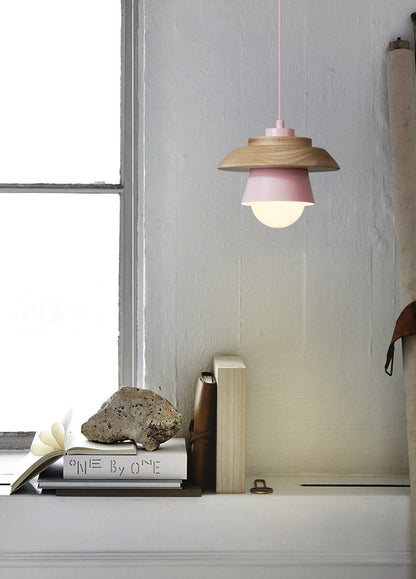 Natural Wood Drop Pendant Light