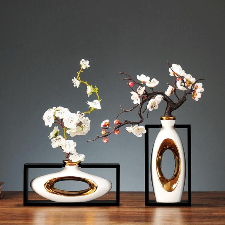 Elegant White Ceramic Flower Vase - Cofik