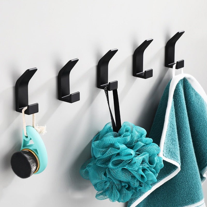 Strong Metal Wall Hooks - Sleek Black and White Set