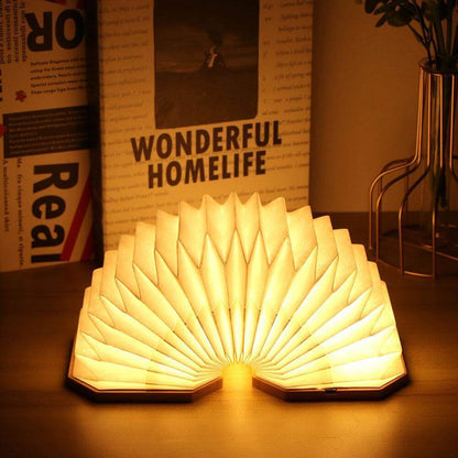 Vintage Style Foldable Wooden USB Table Lamp