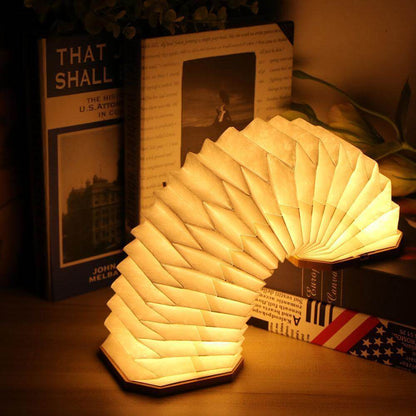 Vintage Style Foldable Wooden USB Table Lamp