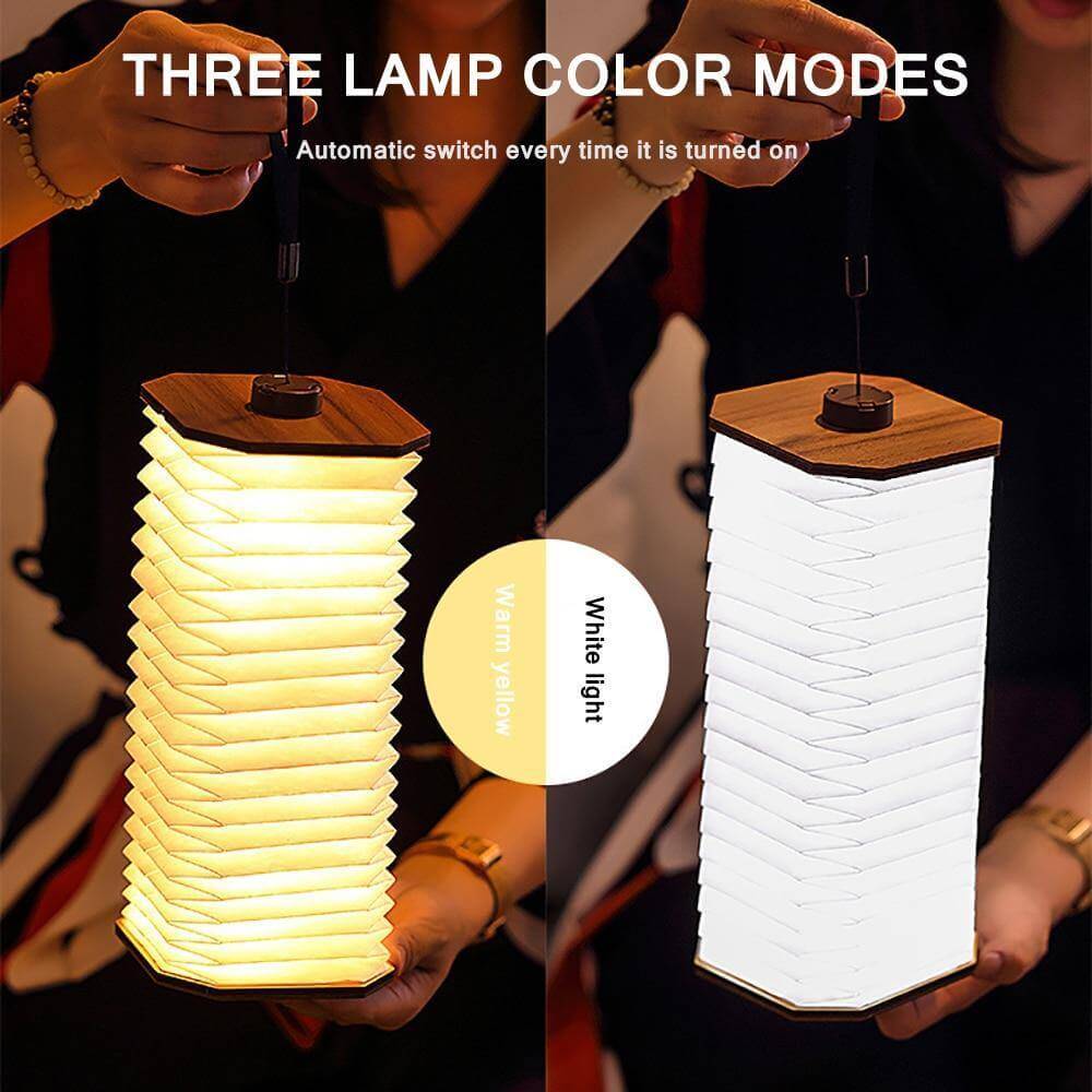 Vintage Style Foldable Wooden USB Table Lamp