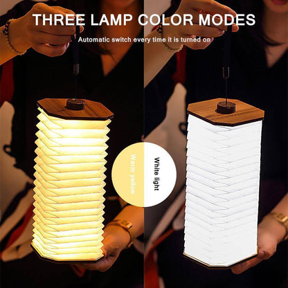 Vintage Style Foldable Wooden USB Table Lamp