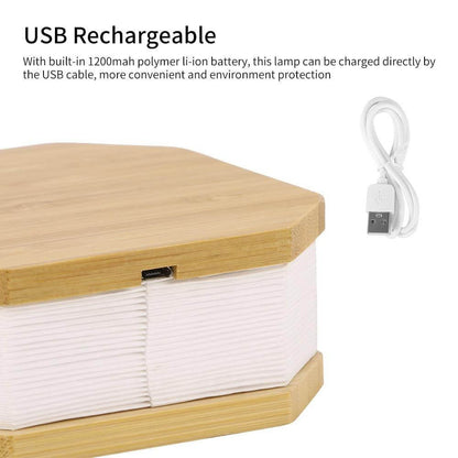 Vintage Style Foldable Wooden USB Table Lamp