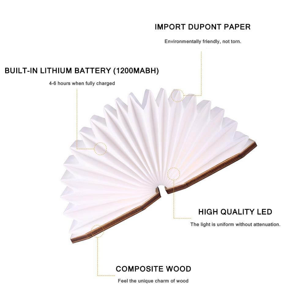 Vintage Style Foldable Wooden USB Table Lamp