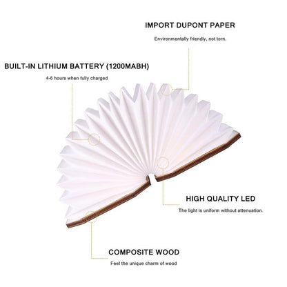 Vintage Style Foldable Wooden USB Table Lamp