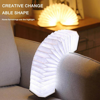 Vintage Style Foldable Wooden USB Table Lamp