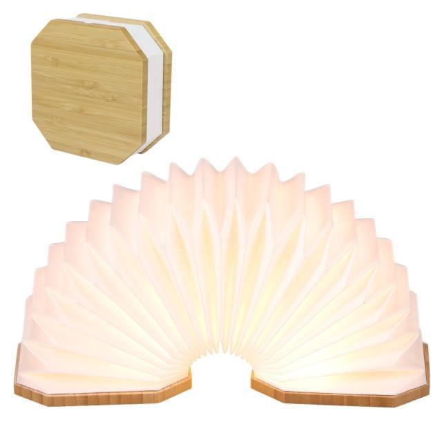 Vintage Style Foldable Wooden USB Table Lamp