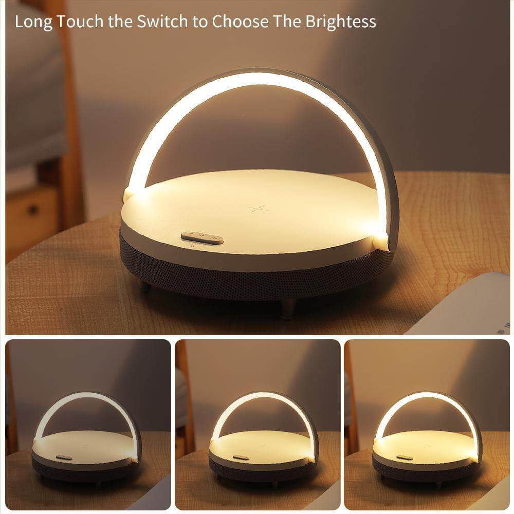 Compact Wooden Bluetooth Speaker Desk Lamp
