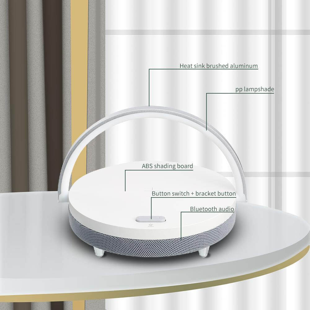 Compact Wooden Bluetooth Speaker Desk Lamp