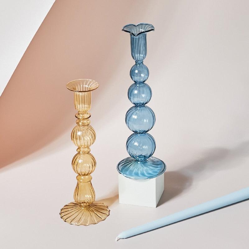 Soft Pink Glass Candle Holder Decorative Table Light