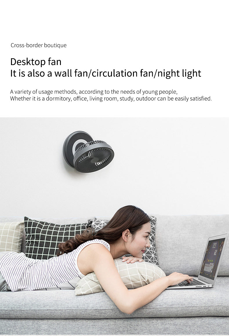 Compact Rechargeable LED Night Light Fan