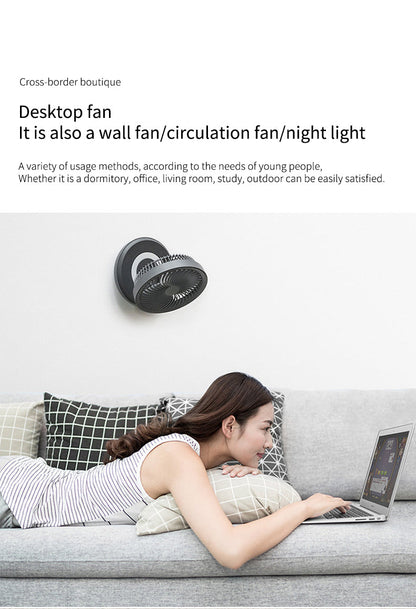 Compact Rechargeable LED Night Light Fan