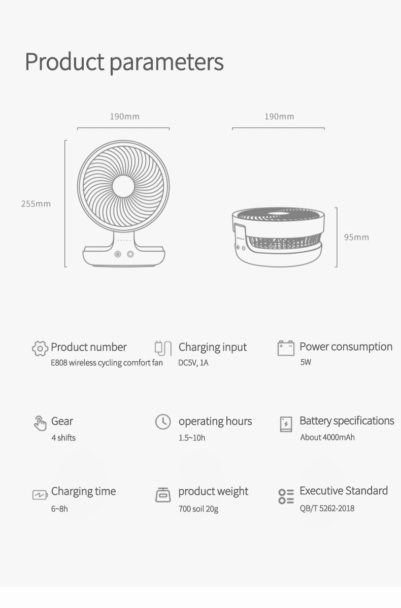 Compact Rechargeable LED Night Light Fan